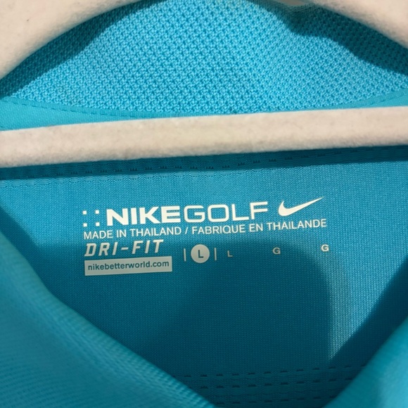 Men's Light Blue Nike Golf Dri-Fit Performance Short Sleeve Collar Polo Shirt - Picture 5 of 7